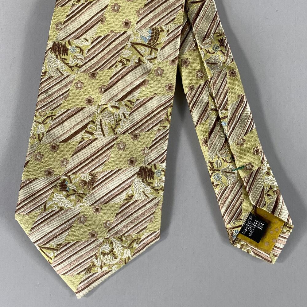 PAUL SMITH Green Cream Diamond Silk Tie